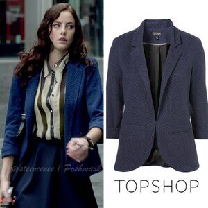 Topshop Petite Blue Geo Ponte Blazer ASO Effy Stonem
